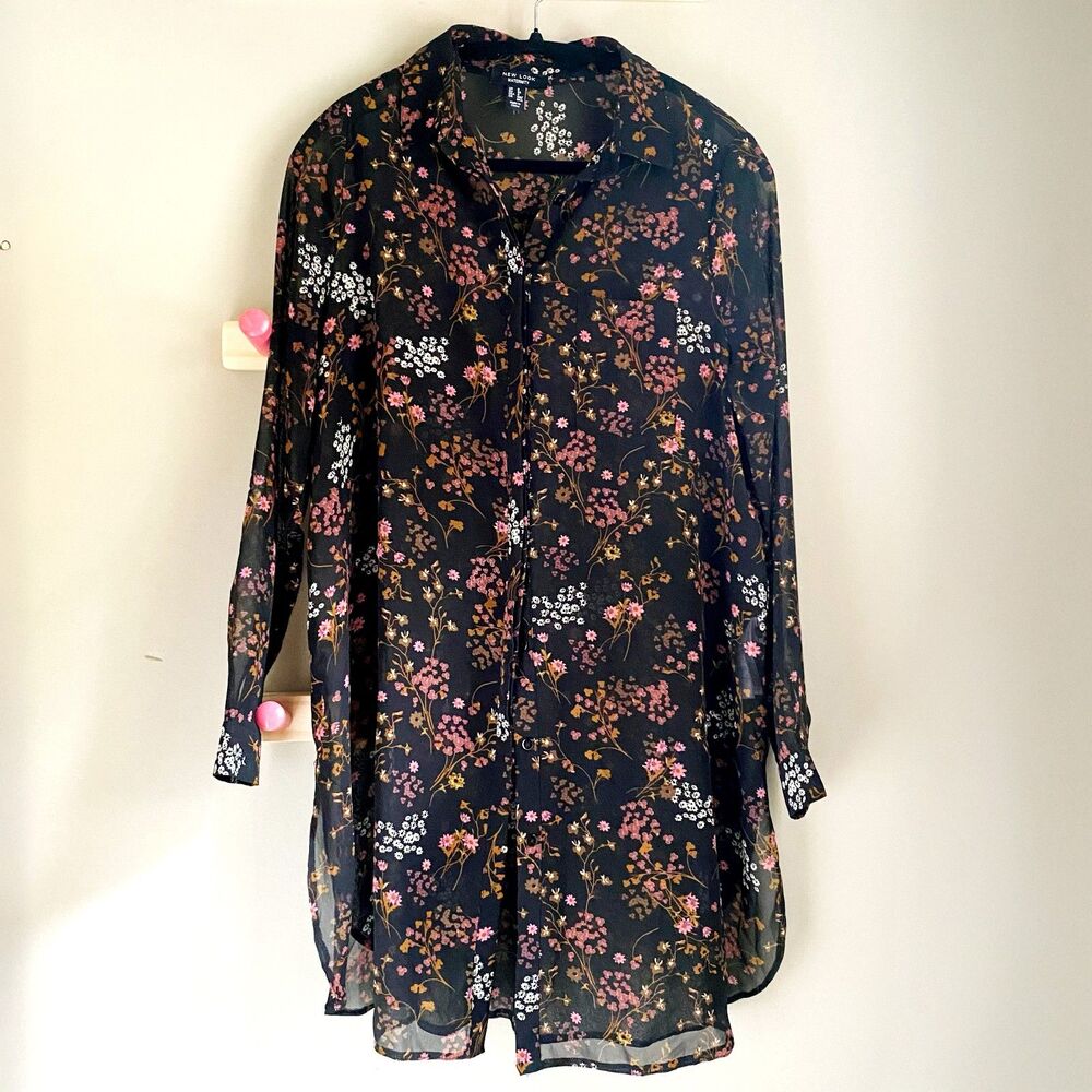 New Look Maternity Sheer Floral Shirt Dress